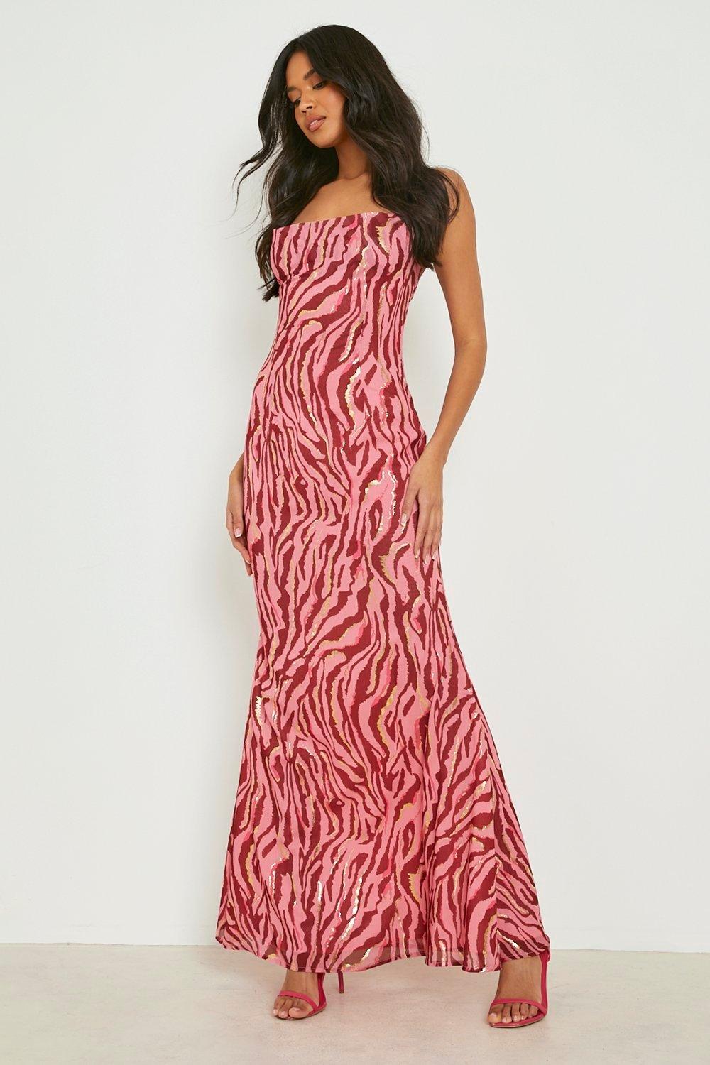 Pink zebra print outlet maxi dress